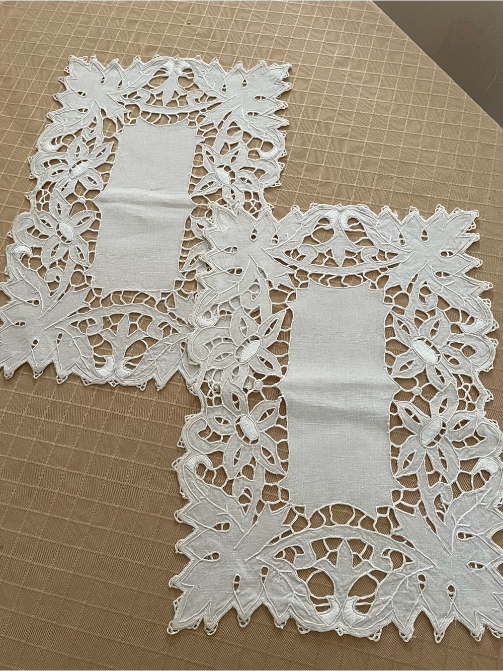 Hand embroidered placemats from Italy